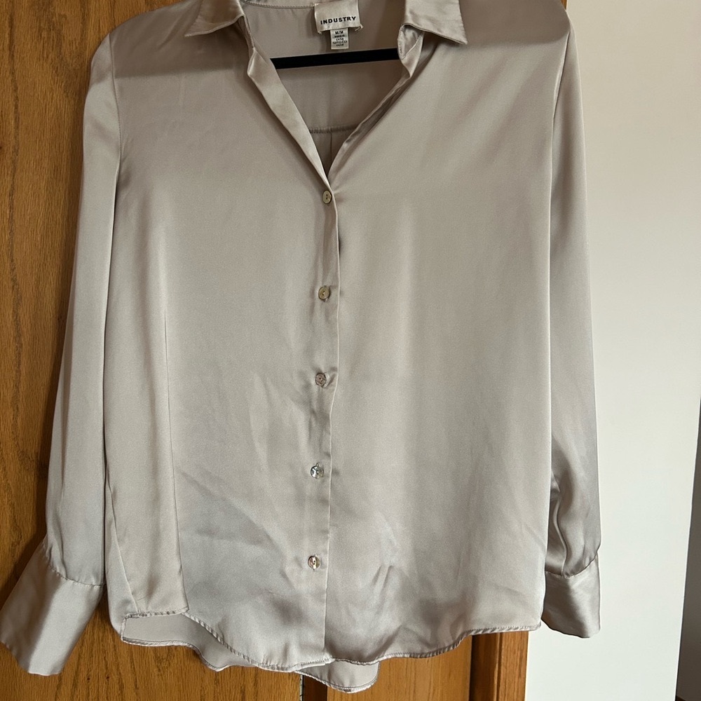 Long Sleeve Satin Button Down Shirt